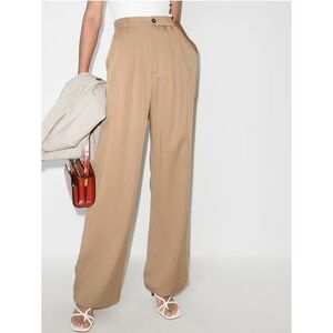 Reformation Pants 12 Mason Trousers High Waist Wide Leg Pleated Tencel Khaki Tan